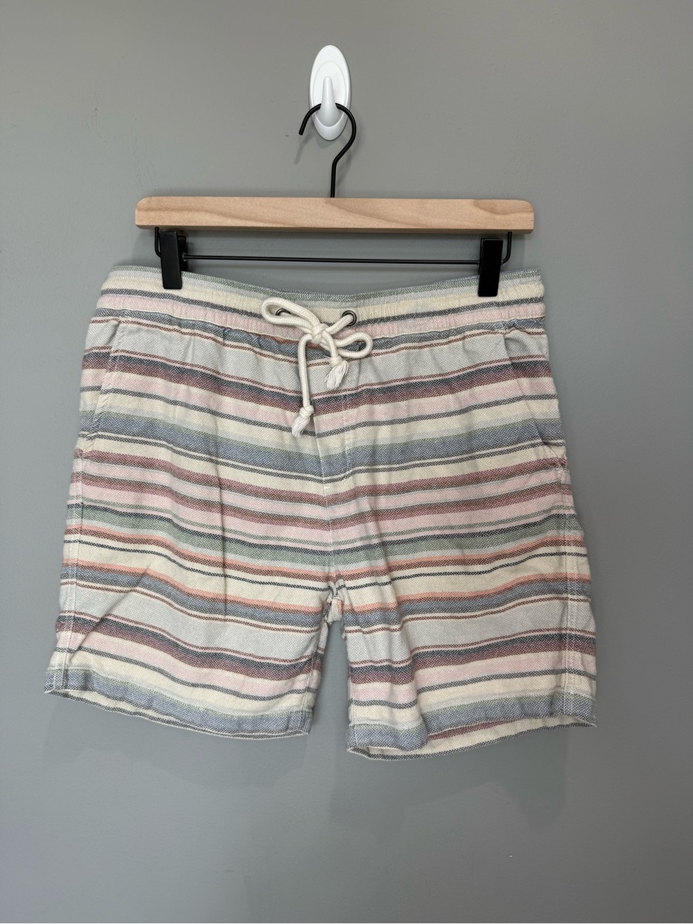 Marine Layer Striped Cotton Drawstring‎ Shorts Medium Coastal Beach